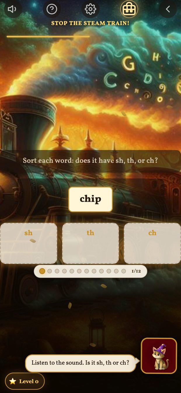 The wizard cat guide explaining a sorting quest
